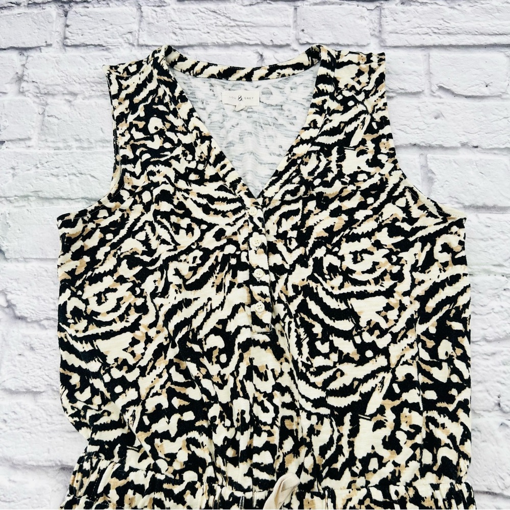 Lou & Grey Romper Womans Small Black and Cream Patterned Sleeveless Tie Waist - Picture 2 of 9